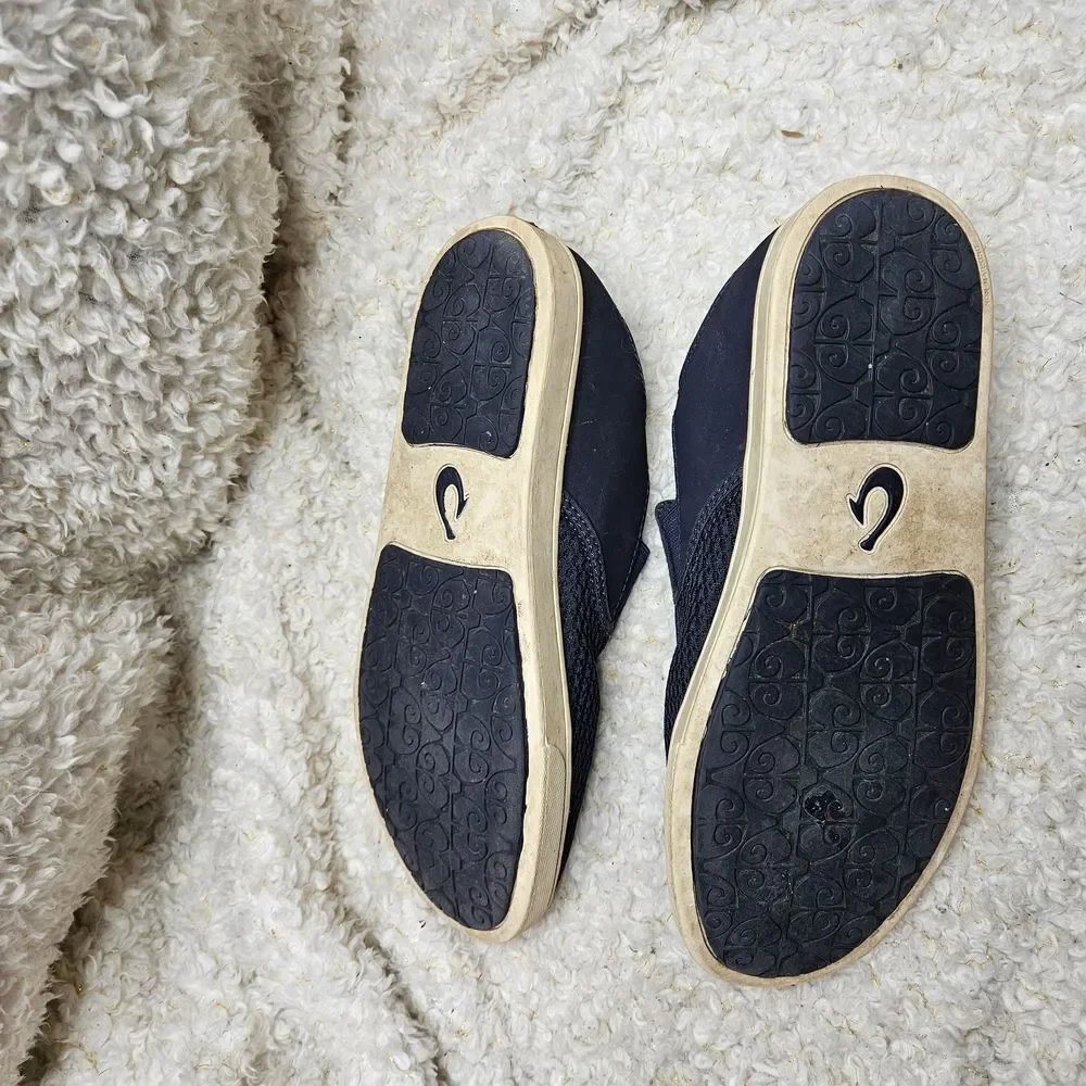 Olukai Pehuea‎ Navy Blue Mesh Top Slip-on Flats sz 9